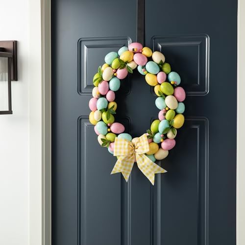 Glitzhome 18 Inch Easter Egg Spring Wreath for Front Door
