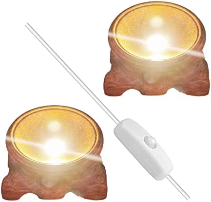 JOJOCY 2Pcs LED Round Wooden Display Base Stand
