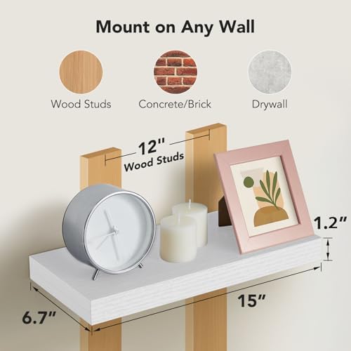 Amada Floating Shelves Wall Mounted Set of 2 White 15x7 Inch