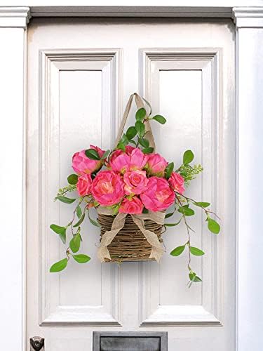 Asodomo Pink Peony Flower Wreath Door Decor