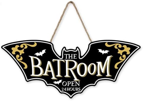 Halloween Bat Room Open 24 Hours Door Sign