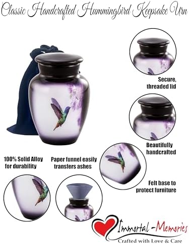 Hummingbird Mini Keepsake Urn Purple Cremation Urn
