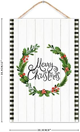 Winter Door Hanger Wreath Wood Sign 8x12in