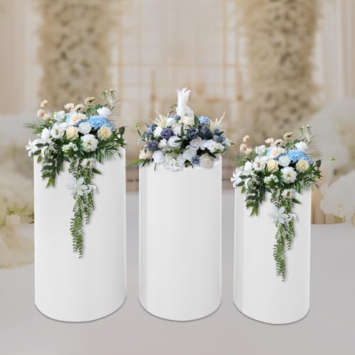 3Pcs Round Cylinder Pedestal Stands for Party Wedding Decor