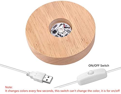 4 Inch LED Wooden Base Display Pedestal with USB Switch