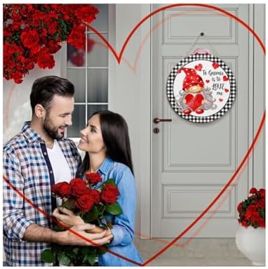 To Gnome Me Valentine Wreath Sign 6x6 Inch Door Hanger