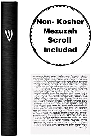 AS Mezuzah Case with 3D Shin Design 5 Inches Black