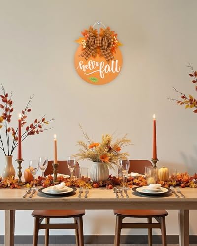 Hello Fall Wreath for Front Door 12 Inch