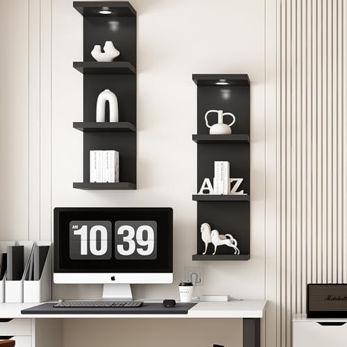 4 Tier Floating Wall Shelf with LED Light