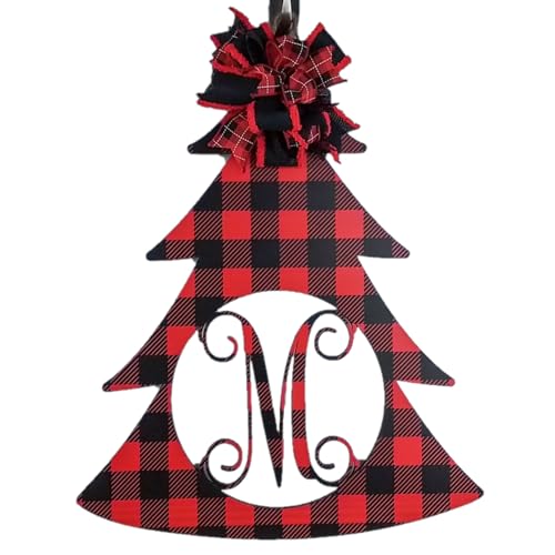 18 Inch Monogram Door Hanger with Red-Black Bow