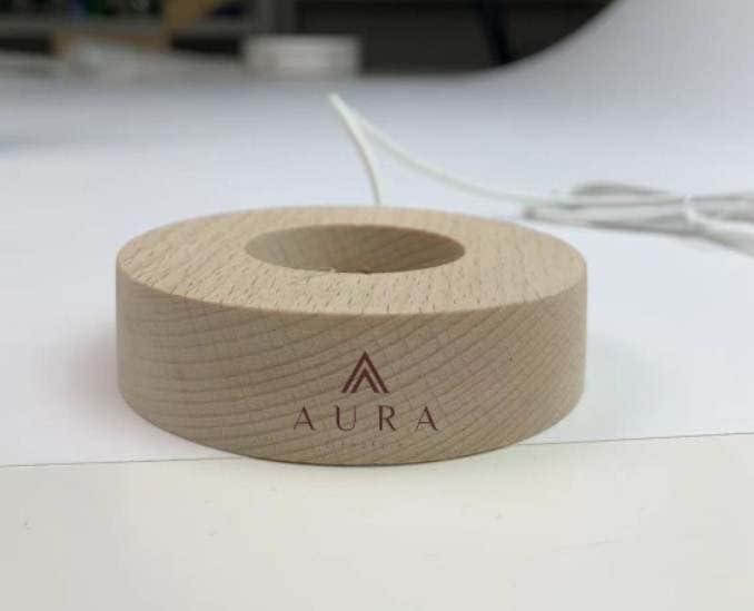 Aura Lifestyle LED Wood Light Display Base with Remote Control