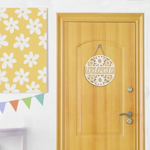 Deroro Spring Summer Daisy Flower Front Door Sign