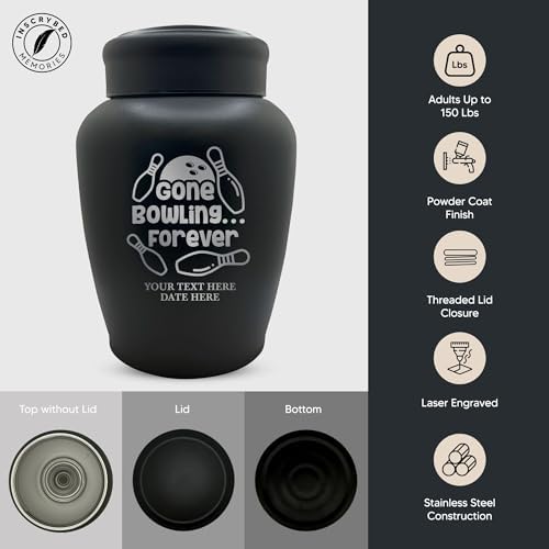 Custom Cremation Urn for Adult Ashes - Gone Bowling Design