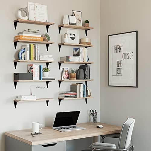 Wallniture Arras Wood Floating Shelves Set of 10