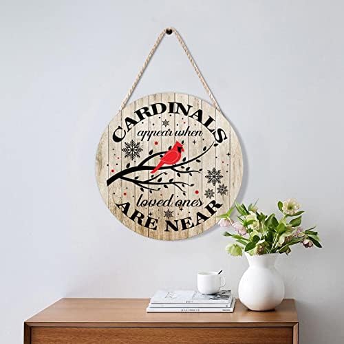 Farmhouse Front Door Hanger with Red Birds Wood Sign