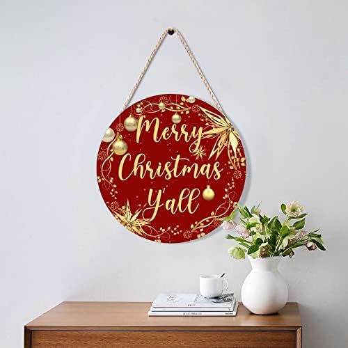 Farmhouse Front Door Hanger Christmas Gold Wreath Decoration