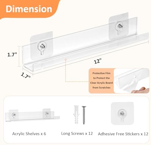 12 Pack Vinyl Record Holder Wall Mount Shelf