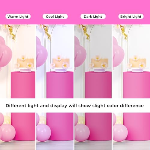LEBENGURU 5Pcs Cylinder Pedestal Stand Covers Fushia Round Spandex