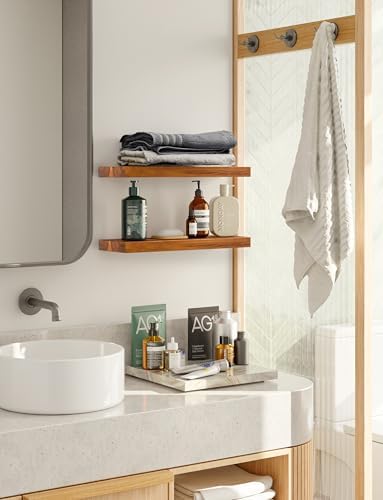 BATODA Set of 2 17 Acacia Wood Floating Shelves Wall Mounted