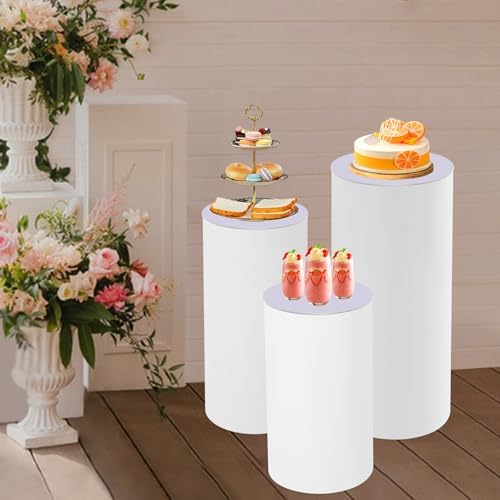3Pcs Cylinder Pedestal Stands for Wedding Cakes and Decor