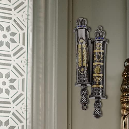 Metal Mezuzah Scroll Pewter Plaque for Jewish Door Blessing