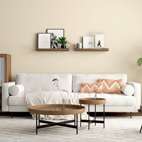 Boswillon Floating Shelves Set of 2 Brown Rustic Wall Mount