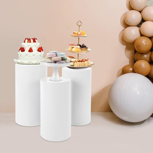 3Pcs Round Cylinder Pedestal Stands for Party Wedding Decor
