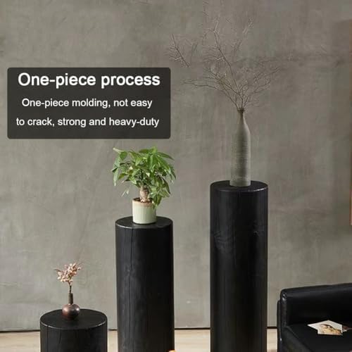 Wooden Round Cylinder Pedestal Stand for Vases and Decor