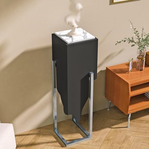 Black Gold Marble Cube Display Pedestal Stand
