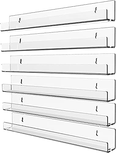 Cq Acrylic Invisible Clear Floating Bookshelf - 15 Wall Display Shelf Pack of 6