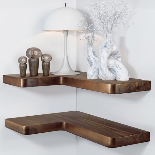 BATODA Floating Corner Shelf 17x12 Walnut