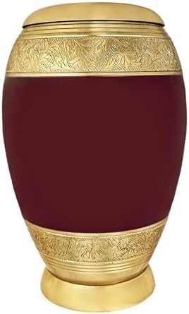 105 Inch Burgundy Personalized Cremation Urn for Human Ashes