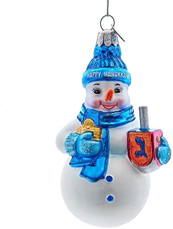 Kurt Adler 425 Inch Noble Gems Glass Hanukkah Snowman Ornament