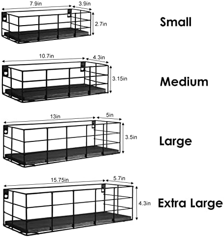 Fixwal 4 Set Floating Shelves Wall Decor Storage Black