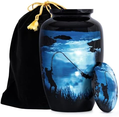 STONLIF Decorative Fishing Urn for Ashes - 200 lbs Blue Urn