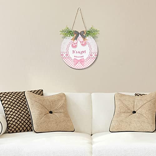 Exnundod Welcome Girl Wreath Door Hanger 12in