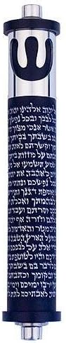 Agayof Inscribed Shin and Shema Scroll Mezuzah Black