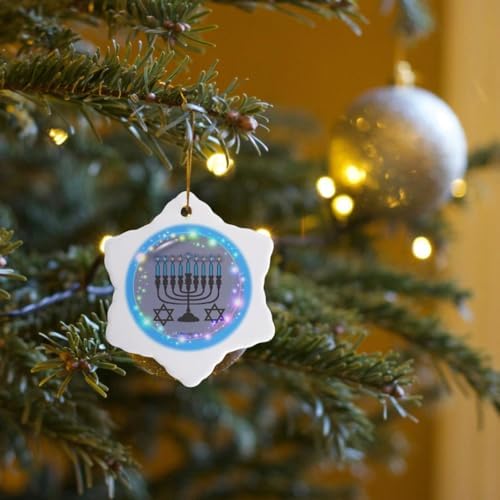 3dRose Menorah Stars Porcelain Snowflake Ornament 3 Inch