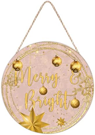 Christmas Gold Wreath Door Hanger for Home Decor