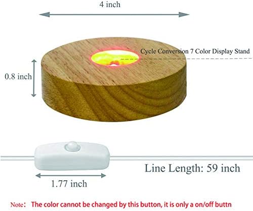 4 Inch LED Wooden Base Display Pedestal with USB Switch