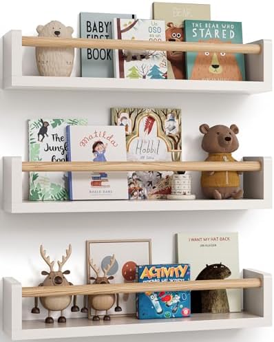 GW Gruwald 3-Piece Wall Bookshelf for Kids Rooms