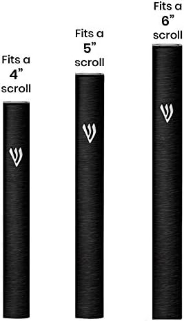 AS Mezuzah Case with 3D Shin Design 5 Inches Black