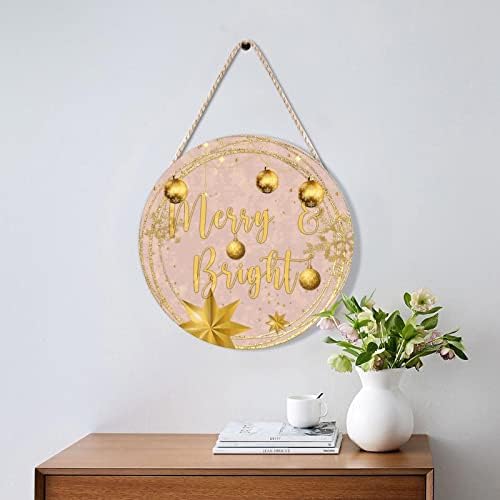 Christmas Gold Wreath Door Hanger for Home Decor