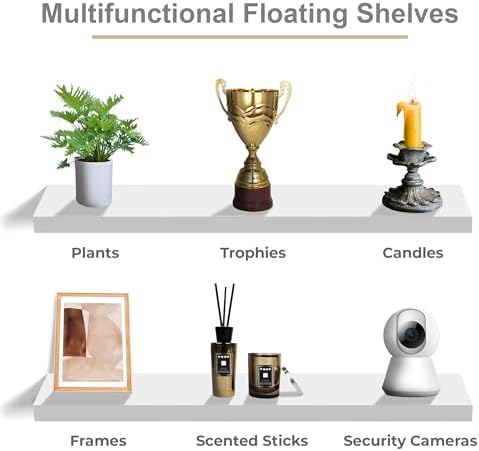 Sorbus Floating Shelves for Wall - 2 Pack White 35 Inch Long