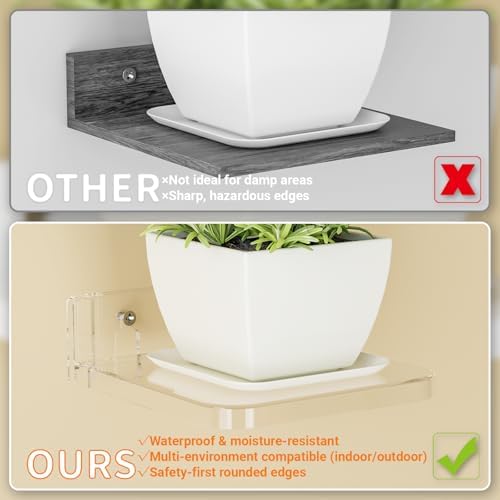 Yieach 5 Inch Mini Wall Shelf 4 Pack Clear Floating Display