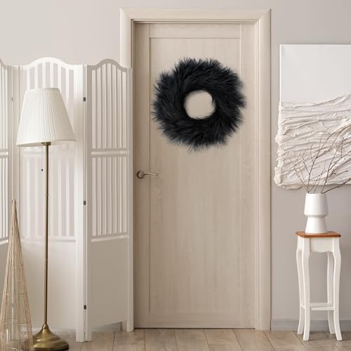 Sggvecsy 26 Inch Faux Pampas Grass Wreath Black