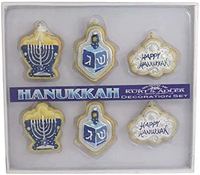 Kurt S Adler Hanukkah Ornament Set Blue White