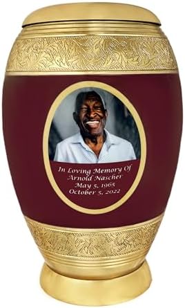 105 Inch Burgundy Personalized Cremation Urn for Human Ashes