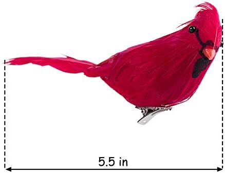 Ogrmar 12 Pack Red Birds Clip On Christmas Tree Decorations