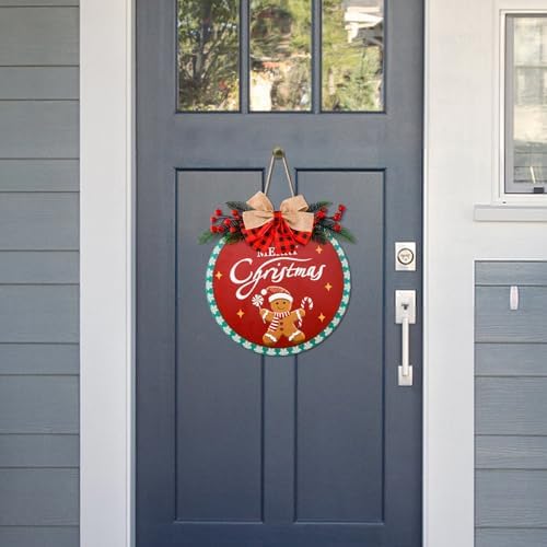 Gosknor Christmas Wreath Hanging Sign for Front Door